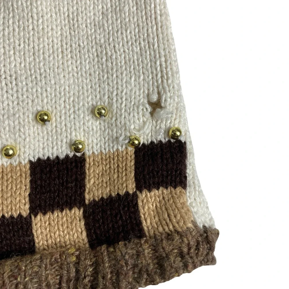 Vintage‎ Designers Originals Studio Joy Sweater Vest Womens L Cream Snowman Zip